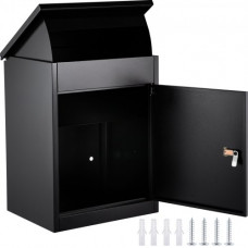 VEVOR Buzón para Paquetes 44 x 35 x 58 cm Buzón de Exterior Acero Galvanizado Buzón Grande para Paquetes Negro Buzón Metálico para Cartas y Correo Postal con Cerradura 4 Llaves Montaje en Pared Suelo