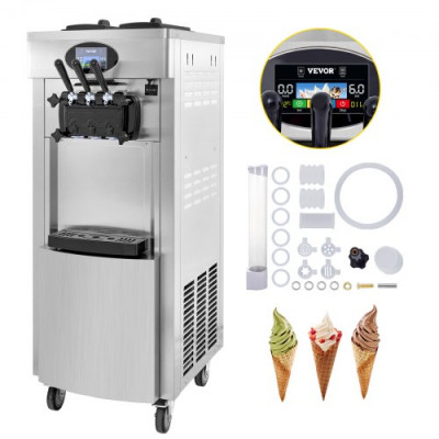 Máquina De Helados Suave Comercial 2200w Con Panel Lcd De Limpieza Automática