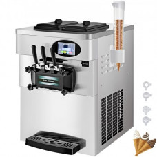 VEVOR Máquina de Helados Suave Comercial 2200W 20-28L / 5.3-7.4 Galón/ H Servidor de Helados Suave con Panel LCD de Limpieza Automática para Restaurantes 3 Sabores para Restaurantes Supermercados