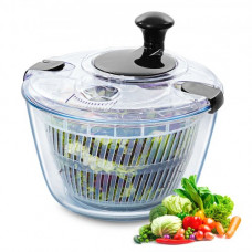 VEVOR Limpiador de Ensaladas de Vidrio de 4,5 L, Lavadora de Frutas y Verduras, Secadora Manual con Tapa de Vidrio para Verduras, Hierbas, Bayas, Frutas, Sin BPA, Limpiador de Tazones para Verduras