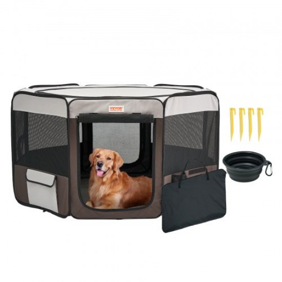 Buy Portable Dog Playpen 1168x584mm Foldable Playpen for Rabbits, Cats and Puppies 600D Oxford Fabric Waterproof Zipper for Indoor and Outdoor Travel Camping