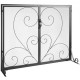 Buy Fireplace Screen 2 Panels Iron Fireplace Spark Guard 39x31 Inch Heavy Duty with Door Freestanding Spark Guard for Living Room Home Decor, Black