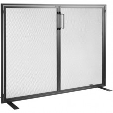 VEVOR Pantalla para Chimenea 1 Panel Salvachispas para Chimenea de Hierro 99x78 cm Resistente con Puerta Mosquitera Independiente Instalación Simple para Sala Decoración Moderna del Hogar, Negro