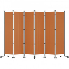 Separador de Ambientes 6 Paneles Pantalla de Privacidad Plegable 308 x 36 x 185 cm Pantalla de Privacidad Marco de Aleación de Aluminio y Hierro para Oficinas, Hospitales, Restaurantes, Naranja