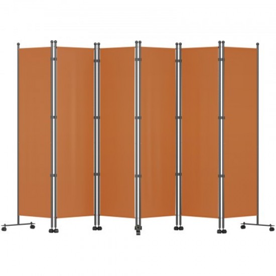 Buy 6 Panel Room Divider Folding Privacy Screen 308 x 36 x 185 cm Privacy Screen Aluminum Alloy Iron Frame for Offices, Hospitals, Restaurants, Orange