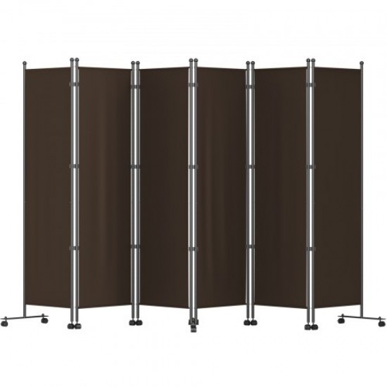 Koop Room Divider 6 panelen opvouwbaar privacyscherm 308 x 36 x 185 cm privacyscherm aluminiumlegering en ijzeren frame voor kantoren, ziekenhuizen, restaurants, bruin