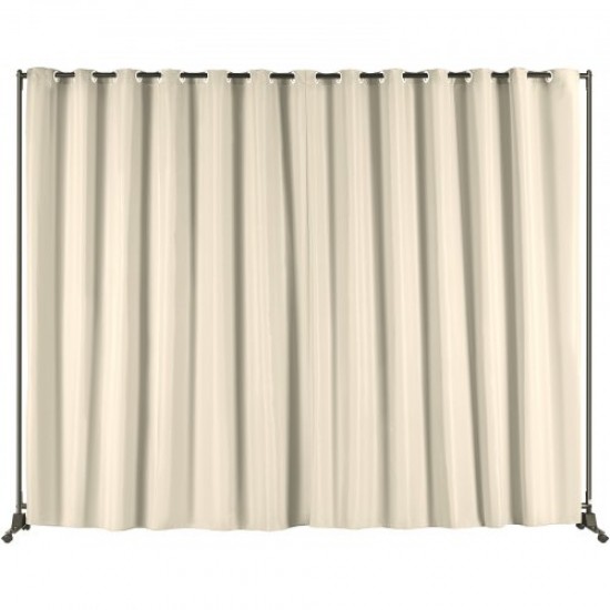 Koop Screen Room Divider 122" x 12" x 90" Polyester Room Divider met mobiele standaard Privacyscherm met wielen voor kantoor, ziekenhuis, slaapkamer, eetkamer, studeerkamer, zwart