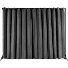 Biombo Separador de 301 x 30 x 240,5 cm Separador de Ambientes de Poliéster con Soporte Móvil Pantalla de Privacidad con Ruedas para Oficina, Hospital, Dormitorio, Comedor, Estudio, Gris Claro