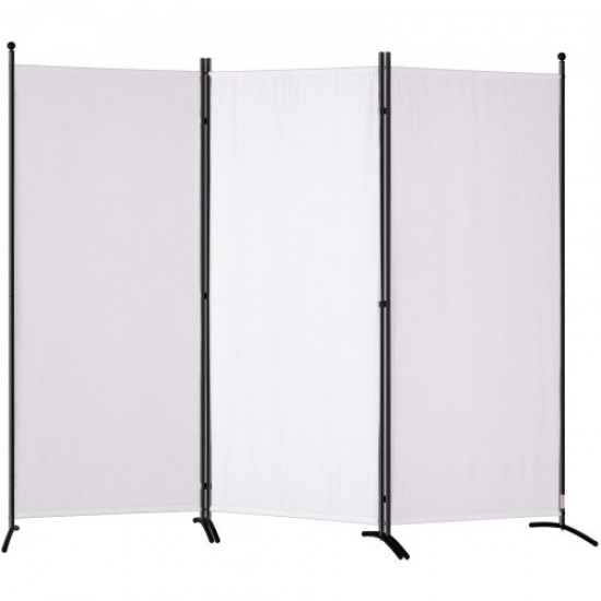 Koop 3-delig opvouwbaar scheidingsscherm met koolstofstalen frame en polyester stof Privacy scheidingswand 226x51,5x185 cm voor kantoor, slaapkamer, eetkamer, studeerkamer, wit