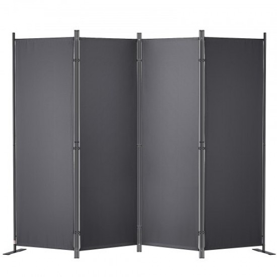 Koop 4-panelen opvouwbaar scheidingsscherm met koolstofstalen frame en polyester stof 224 x 30 x 171 cm kamerverdeler voor kantoor, slaapkamer, eetkamer, studeerkamer, donkergrijs