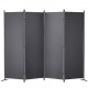 Koop 4-panelen opvouwbaar scheidingsscherm met koolstofstalen frame en polyester stof 224 x 30 x 171 cm kamerverdeler voor kantoor, slaapkamer, eetkamer, studeerkamer, donkergrijs