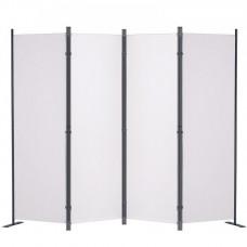 Biombo Separador Plegable de 4 Paneles con Marco de Acero al Carbono y Tejido de Poliéster Separador de Ambientes de Privacidad 224x30x171 cm para Oficina, Dormitorio, Comedor, Estudio, Blanco