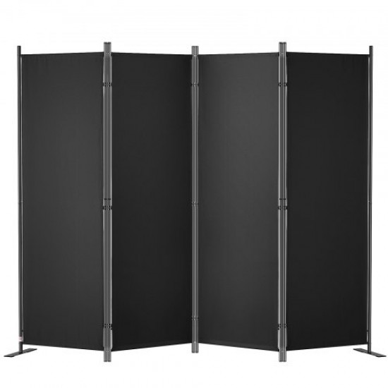 Buy 4 Panel Folding Screen Room Divider with Carbon Steel Frame and Polyester Fabric 224 x 30 x 171 cm Room Divider for Office, Bedroom, Dining Room, Study, Dark Black