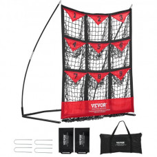 VEVOR Red de Entrenamiento de Béisbol de Softbol Pickleball 9 Agujeros Red de Lanzamiento de Béisbol Portátil de 49 x 42 Pulgadas con 1 Bolsa de Transporte Área de Golpe Grande para Lanzar Lanzadores