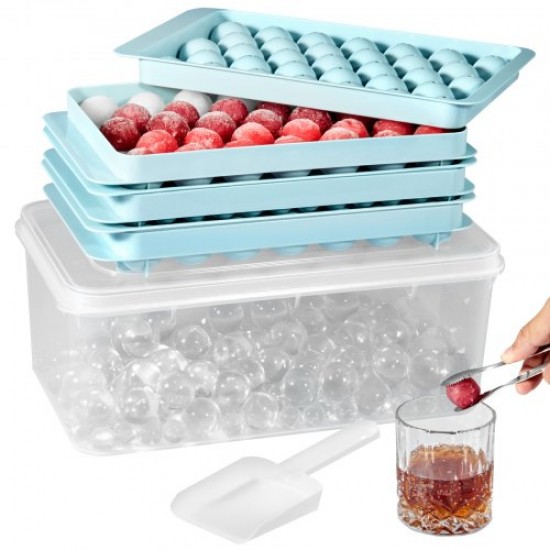 Comprar Bandejas para cubos de gelo Esferas redondas 2x33 e 1x104 Bandejas para cubos de gelo que economizam espaço com tampa Molde PP fácil de remover com colher para bebidas Coquetéis de vinho Uísque Café