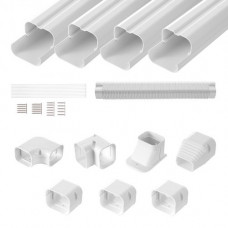 VEVOR Mini cubierta de línea dividida, 75 mm de ancho, 4830 mm de largo, cubierta decorativa de PVC para conductos de aire acondicionado con 4 conductos rectos, se puede pintar para bombas de calor, c