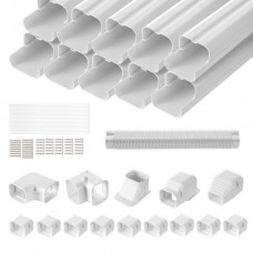 VEVOR Mini cubierta de línea dividida, 75 mm de ancho, 5400 mm de largo, cubierta decorativa de PVC para conductos de aire acondicionado con 10 conductos rectos, se puede pintar para bombas de calor,