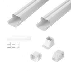 VEVOR Mini cubierta de línea dividida, 75 mm de ancho, 2270 mm de largo, cubierta decorativa de PVC para conductos de aire acondicionado con 2 conductos rectos, se puede pintar para bombas de calor, c