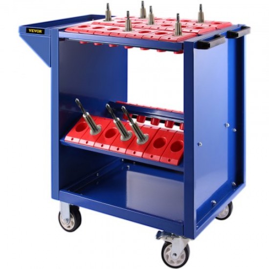 Comprar Carretilla de Herramienta Plataforma de Servicio BT40 CNC, Carrito de Herramientas de Acero con 4 Ruedas de Goma con 2 Frenos, Carrito para Herramienta Peso de 25 kg Estable y Suave Color Azul