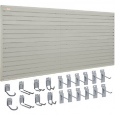 VEVOR Panel de Listones de Pared para Garaje 1220x310mm Panel de Almacenamiento de Herramientas 8PCS Capacidad de 34kg con Ganchos para Tienda Minorista, Organización de Almacenamiento de Manualidades