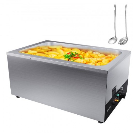 Купить Коммерческий подогреватель еды 24QT Bain Marie 1200W Электрический подогреватель Суп Подогреватель Паровая плита Контейнер на столешнице из нержавеющей стали с контролем температуры для праздничного шведского стола