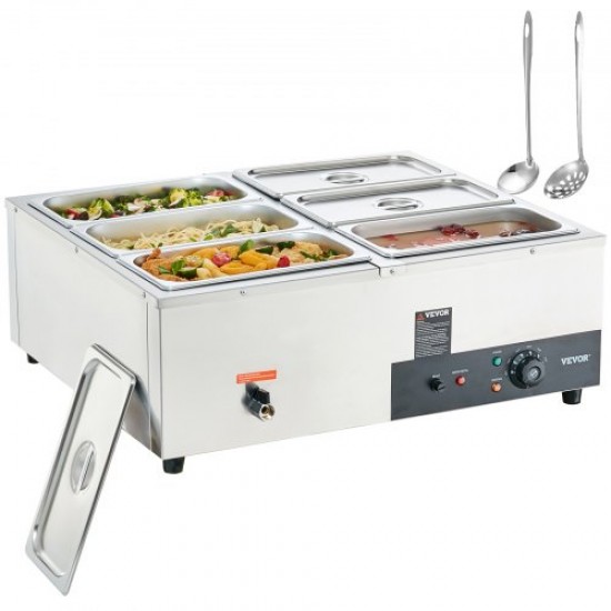 Comprar Calentador Eléctrico Comercial de Alimentos para Buffet 6x8 Qt Recipiente Calentador de Comida para Evento Exterior 1500 W Baño María Eléctrico de Acero Inoxidable para Jardín Fiesta Barbacoa