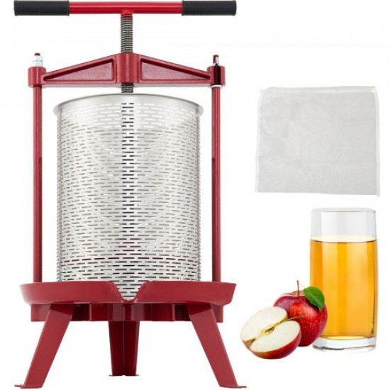 Buy Fruit Wine Press 14L Grape Wine Press with Stainless Steel Basket Wine or Fruit Press, Coated Cast Iron Frame with Ergonomic T-Handle and 3 Firm Support Feet