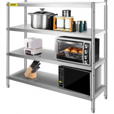 VEVOR Estantería de acero inoxidable Estante de almacenamiento ajustable Estante de almacenamiento de 4 niveles