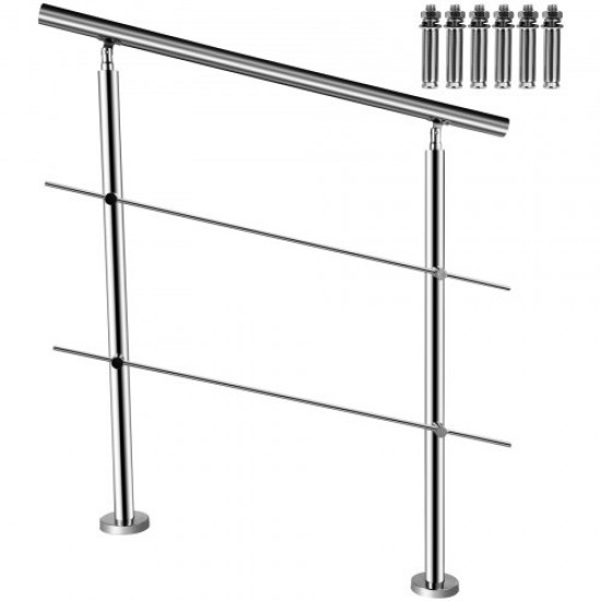 Barandillas De Acero Inoxidable Con 2 Barras Transversales Longitud 100cm