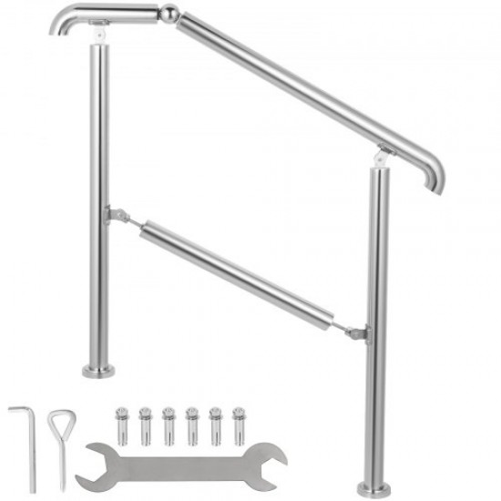 Comprar Pasamanos Escalera de Acero Inoxidable 304, Barandilla Escalera de 1 a 5, Pasamanos para Escaleras de Color Plata, Pasamanos de Pared Ángulo Ajustable 0-60°, Montaje en Pared Capacidad de 100 kg