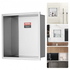 VEVOR Nicho Empotrable para Baño 33,02x33,02 cm Nicho de Ducha Montado en Pared Estante Doble Acero Inoxidable 304 Sellado Impermeable Fácil de Limpiar para Almacenamiento Jabón Ducha Baño, Plata