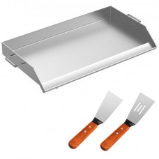 VEVOR Placa de Parrilla Plana de Acero Inoxidable de 91 x 56 x 5,6 cm, Horno de Combustión Olla Seca de Plana Superior con Mango Desmontable, Placa Plana Universal para Campamentos y Fiestas (Plata)