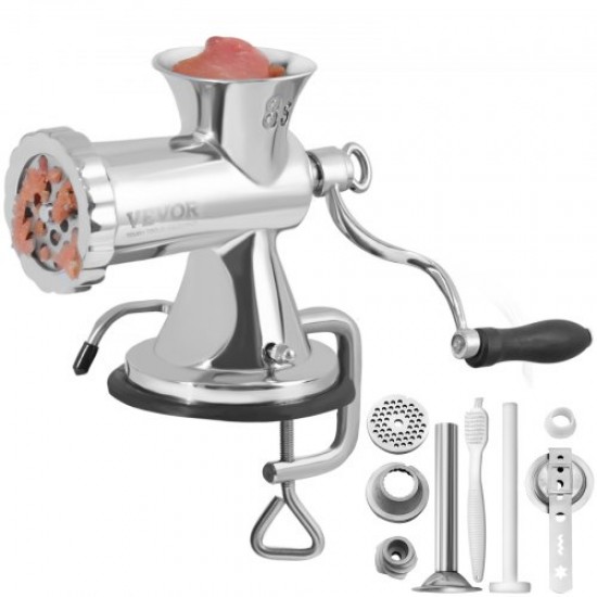 Comprar Picador de Carne Manual em Aço Inox Picador de Manivela Manual 2 5 e 8 mm Pratos Picador Empurrador de Salsicha 2 Formas de Fixação Ventosa Picador de Carne Açougue