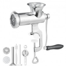 VEVOR Picadora de Carne Manual de Acero Inoxidable Picadora Manual de Manivela 2 Placas de Picado de 5 y 8 mm Empujador de Salchichas Fijación Firme Mejorada por abrazadera Para Picar Carne Carnicería