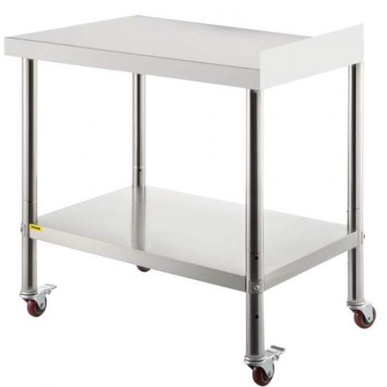 Comprar Mesa de trabajo de cocina de acero inoxidable, mesa de trabajo de 24x15 pulgadas con 4 ruedas