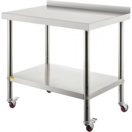 Comprar Mesa de trabajo de cocina de acero inoxidable, mesa de trabajo de 30x24 pulgadas con 4 ruedas