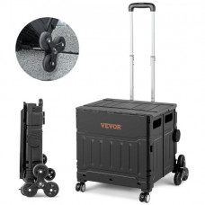 Carro de Compra Plegable para Subir Escaleras 53L con Tapa y Asa Ajustable