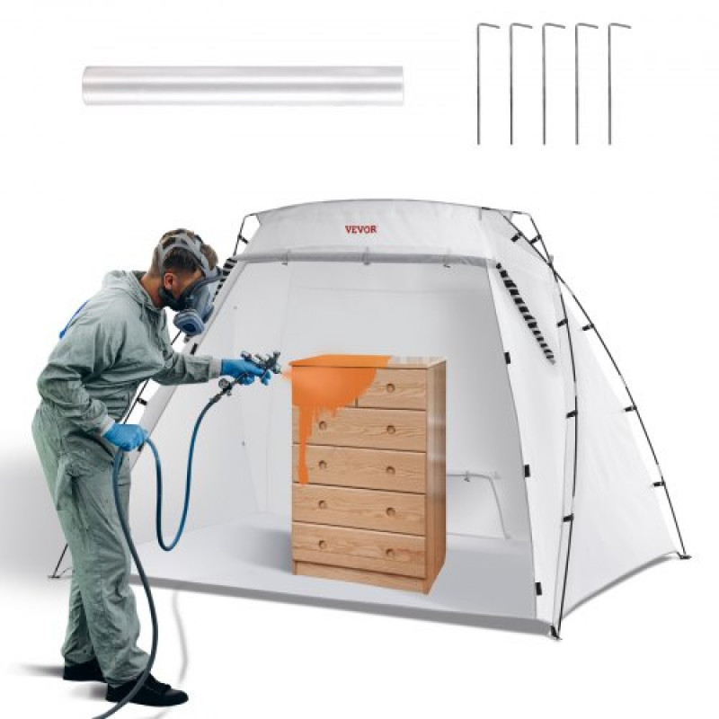 Carpa de Pintura Portátil 228x158x158 cm Cabina de Pintura en Aerosol Plegable Oxford 210D Tienda de Pintura con Película Desechable para Muebles de Gran Tamaño Bricolaje de Estación de Pintura