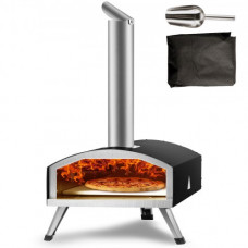 Horno de Pizza Portátil 304,8 mm de Acero Inoxidable Horno Portátil de Carbón y Leña para Exteriores con Piedra de Pizza Plegable Cocción Rápida 540 °C para Cocinar Pan Camping Barbacoa Jardín