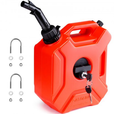 VEVOR Bidón de Gasolina de 5 L con Boquilla de Almacenamiento con Cerradura, Tanque de Gasolina con Apagado Automático, Flujo Ajustable para Mayoría de Coches, Motocicletas, SUV, ATV, UTV, Color Rojo