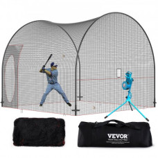 VEVOR Red de Jaula de Bateo de Béisbol con Marco Red de Jaula de Béisbol de 12 x 12 x 10 pies para Bateo y Fildeo Jaula de Bateo de Red de Béisbol para Adolescentes o Adultos en Patio Trasero, Negro