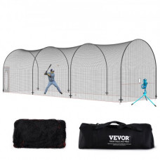 VEVOR Red de Jaula de Bateo de Béisbol con Marco Red de Jaula de Béisbol de 12 x 3,6 x 3,6 m para Bateo y Fildeo Jaula de Bateo de Red de Béisbol para Adolescentes o Adultos en Patio Trasero, Negro