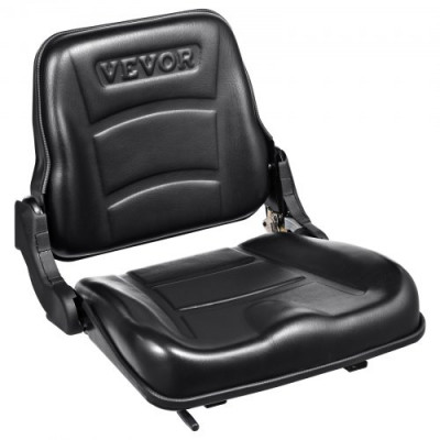 VEVOR Asiento Universal para Carretilla Elevadora Asiento Plegable para Tractor con Respaldo de Ángulo Ajustable Microinterruptor Ranura Extendida Asiento Cómodo 160-340 mm para Excavadora y Cargadora