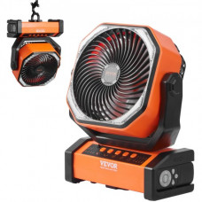 VEVOR Ventilador Portátil USB Recargable de 210 mm con Luces LED Ventilador de Escritorio Pequeño con Batería Giratorio Silencioso Ajustable de 4 Velocidades para Dormitorio, Viajes, Camping