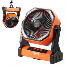 VEVOR Ventilador Portátil USB Recargable de 219 mm con Luces LED Ventilador de Escritorio Pequeño con Batería Giratorio Silencioso Ajustable de 4 Velocidades para Dormitorio, Viajes, Camping