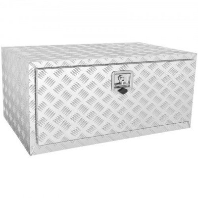 VEVOR Caja de Herramientas para Camión 91,4x61x61 cm Caja de Bastidor Inferior Caja de Almacenamiento de Aleación de Aluminio Montaje Inferior con Cerradura y Llaves para Remolques, Camionetas