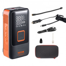 VEVOR Inflador de Neumáticos de Coche 12000 mAh, Compresor de Aire Portátil Doble Cilindro Inflado Rápido 30 s Apagado Automático Lámpara LED, Bomba Eléctrica para Bicicleta, Coches, Motocicletas