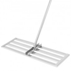Rastrillo de Nivelación de Césped 76,2 x 25,4 cm Nivelador de Césped de Jardín de Golf Acero Inoxidable Herramienta Niveladora de Césped con Poste 195 cm Rastrillo para Nivelar Césped Patio