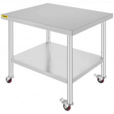 Mesa De Trabajo Mesa de Preparación de Comida Acero Inoxidable 90 x 76 x 5,5 cm Tabla de Cocina Profesional Carga 100 kg Tabla de Trabajo de