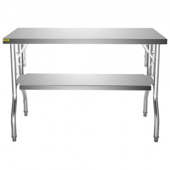 Comprar Mesa de Trabajo Cocina 1220 x 762 x 850 mm Mesa de Trabajo Plegable Acero Inoxidable con Estante Extraíble 350 kg Carga Mesa Acero Inoxidable con Pies Ajustables para Camping Cocina Comercial